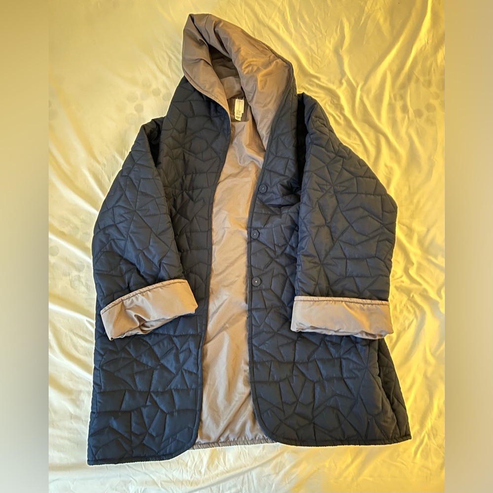 Blue quilted coat